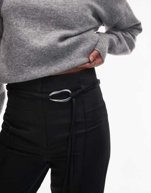 & Other Stories - Pantalon habillé évasé avec ceinture nouée - Noir , 4 de 5