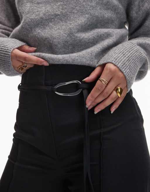 & Other Stories - Pantalon habillé évasé avec ceinture nouée - Noir , 5 de 5