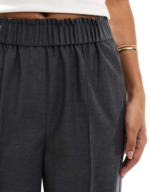 & Other Stories - Pantalon large drapé en laine mélangée avec taille froncée - Gris chiné, 5 de 5