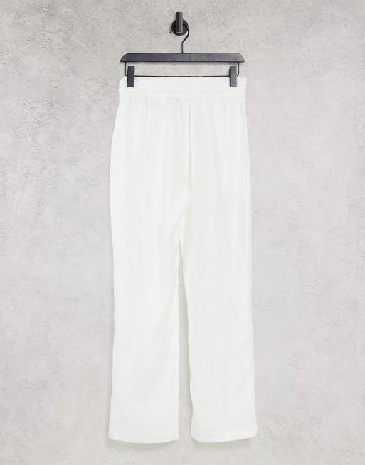 & Other Stories - Pantalon taille haute froncée en lin - Blanc, 2 de 4