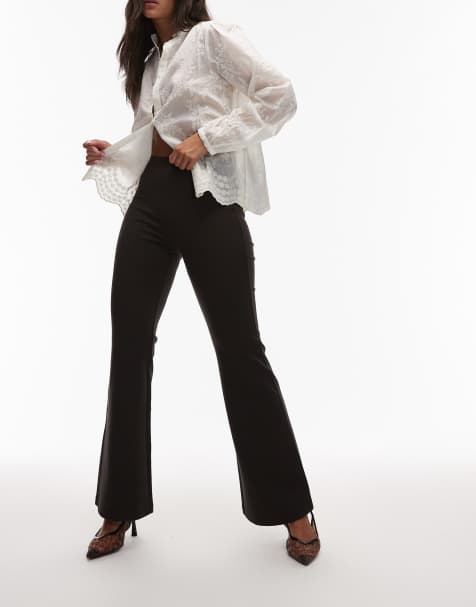 & Other Stories - Pantalon van zware jersey met structuur, elastische taille en flared pijpen in bruin - view 1