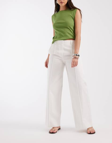 & Other Stories - Pantalones blanco hueso de talle bajo y pernera ancha de algodón - view 1