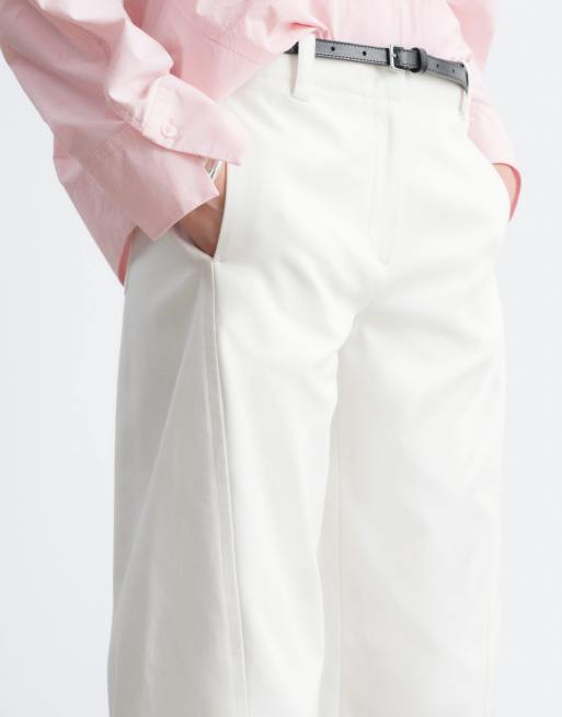& Other Stories - Pantalones blancos de pernera barrel de algodón, 4 de 4