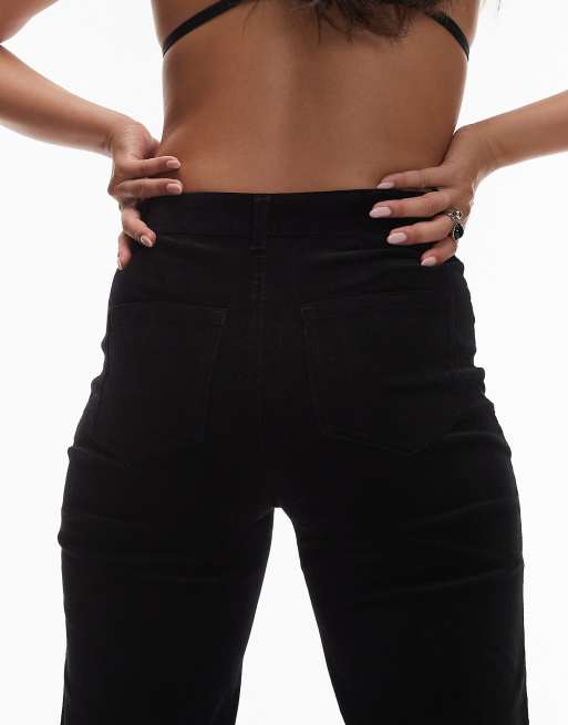 & Other Stories - Pantaloni a zampa in tessuto a coste elasticizzato nero, 4 di 5