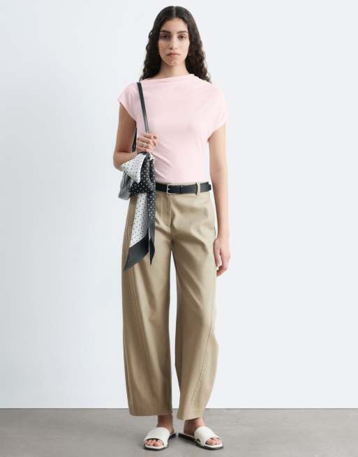 & Other Stories - Pantaloni bombati in cotone color fungo
