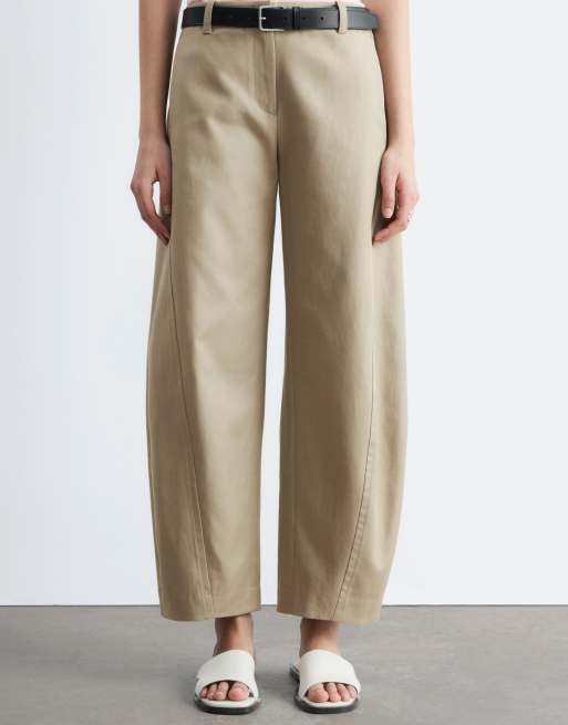 & Other Stories - Pantaloni bombati in cotone color fungo, 2 di 4
