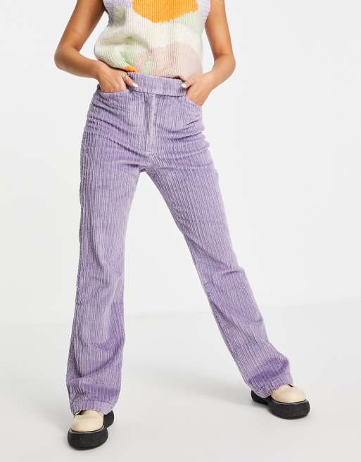 & Other Stories - Pantaloni in velluto a coste di cotone elasticizzati viola - PURPLE