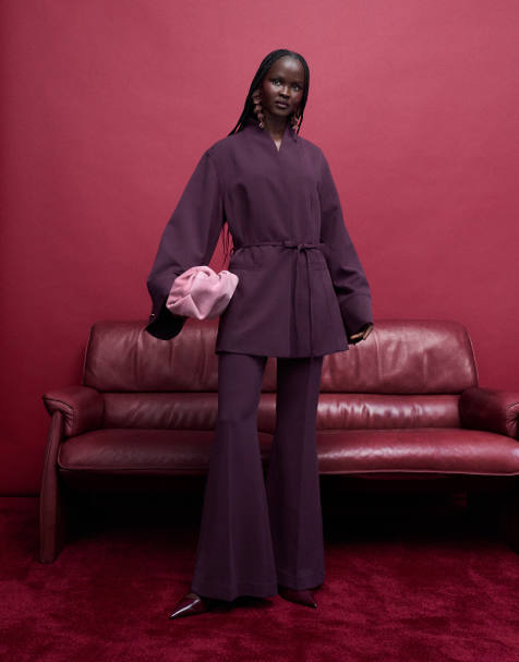 & Other Stories - Pantaloni sartoriali a zampa bordeaux in coordinato - view 1