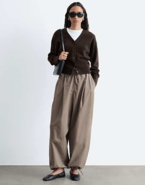& Other Stories parachute pants with ankle tie in mole - view 1