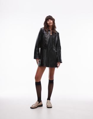 & Other Stories Patent Jacket With Houndstooth Lining In Black