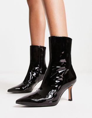 Other Stories &  Patent Leather Pointed Toe Stiletto Boots In Black