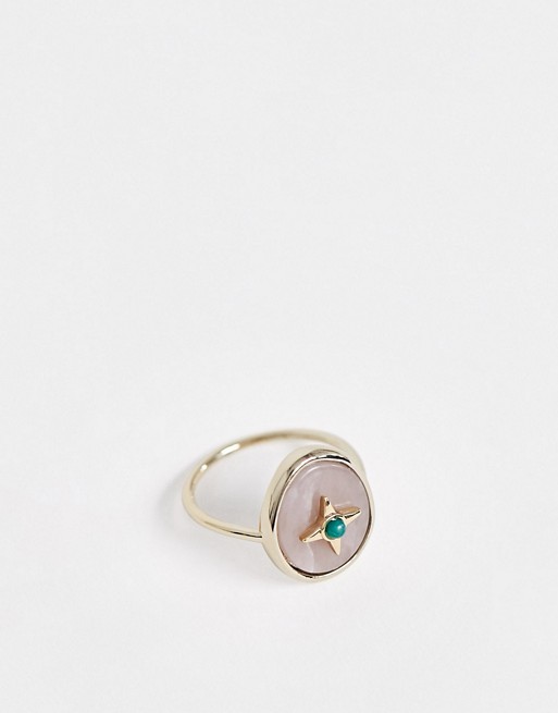 & Other Stories pearl and jewel ring in gold
