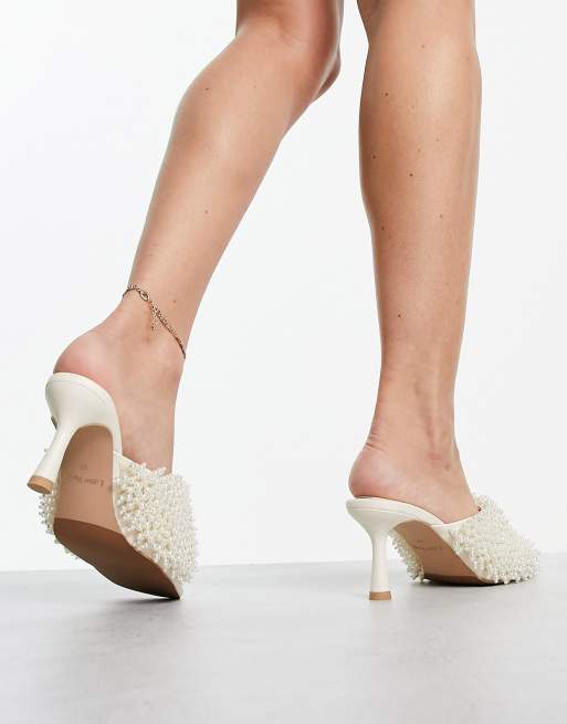 Pearl sale heel mules