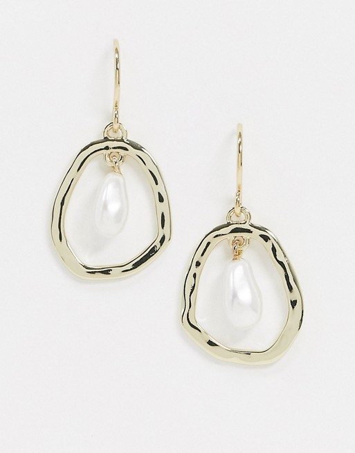 & Other Stories pearl hoop drop earrings in gold