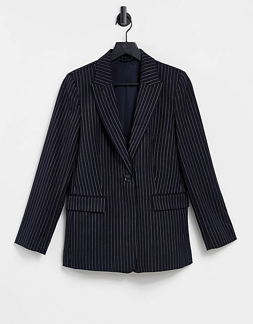 & Other Stories pin stripe jacket in navy blue