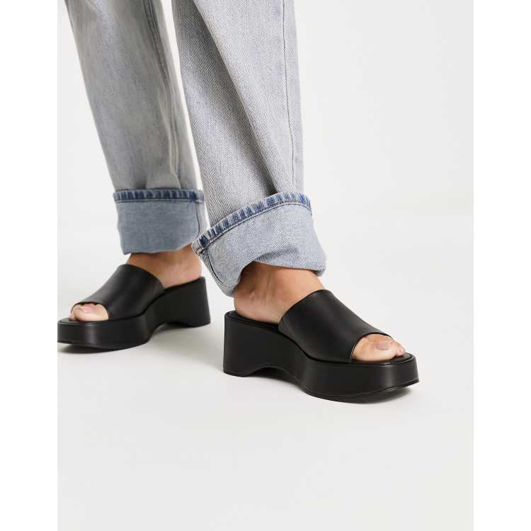 Black platform 2025 sandals leather