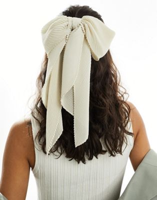 & Other Stories pleated bow hair clip in beige