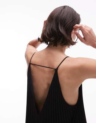 & Other Stories Pleated Chiffon Maxi Dress With Deep V-back