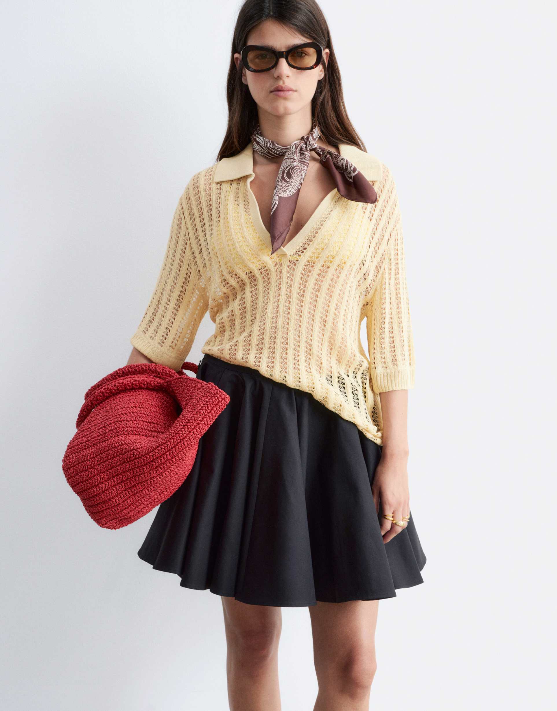 & other stories pleated mini skater skirt in black