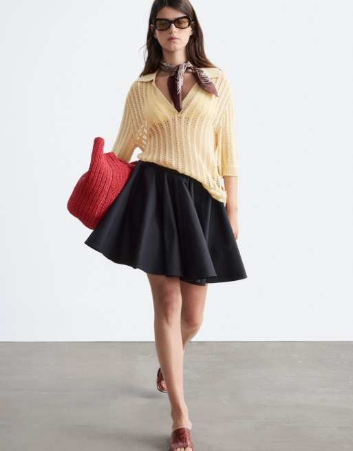 & Other Stories pleated mini skater skirt in black , 2 of 4