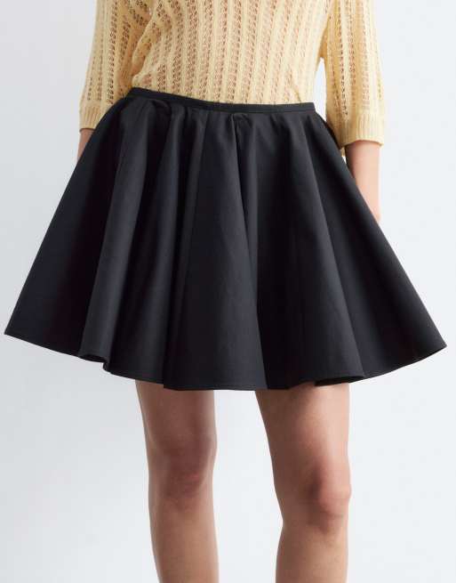 & Other Stories pleated mini skater skirt in black , 4 of 4