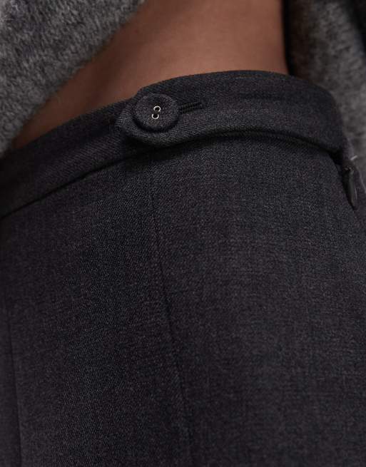 & Other Stories pleated mini skirt in grey herringbone