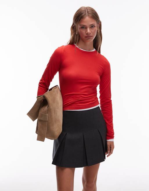 & Other Stories pleated mini skirt in gray