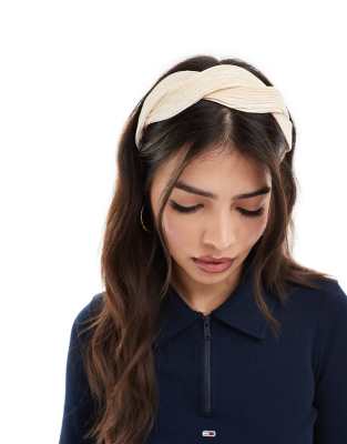 & Other Stories pleated twist headband in light beige