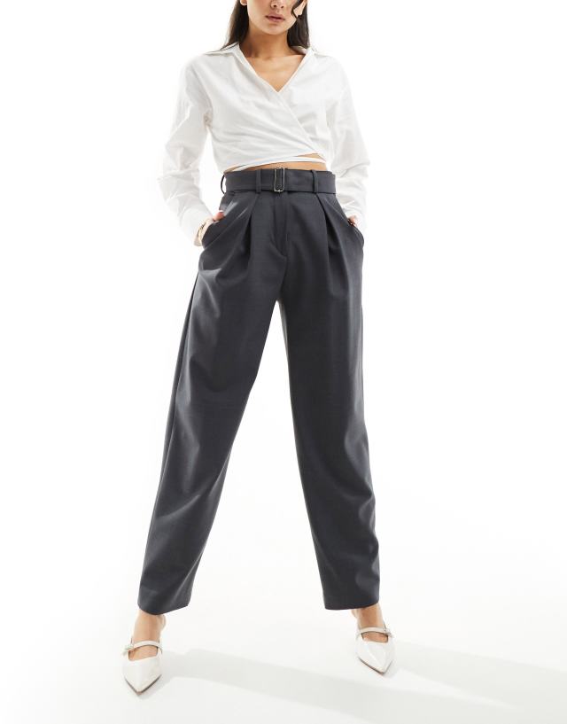 & Other Stories - pleated waist balloon leg trousers in grey