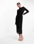 [Other Stories] & Other Stories plisse mesh midi dress in black XS Black
