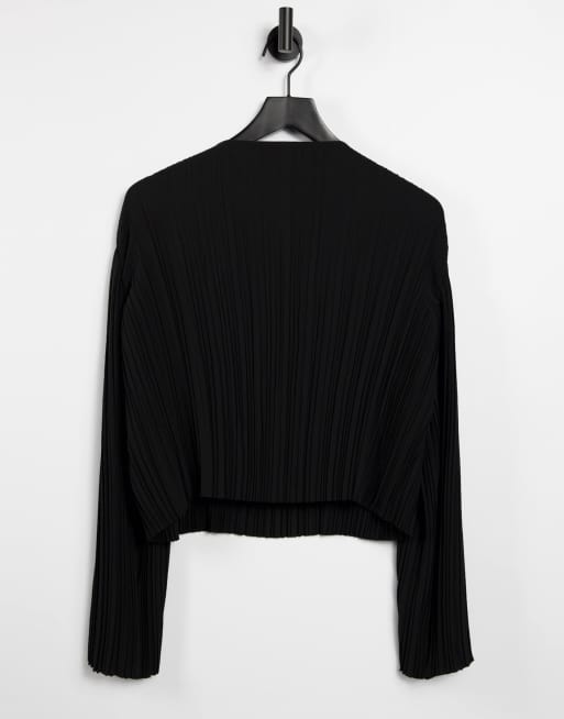& Other Stories plisse shirt in black (part of a set) - BLACK, 2 of 4