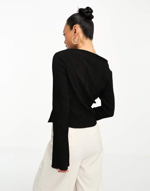 & Other Stories plisse top with split detail in black , 3 of 4