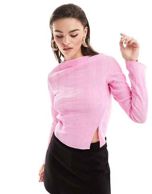 & Other Stories plisse top with split detail in pink exclusive to FhyzicsShops