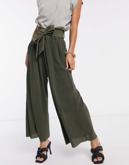 High waisted tie store pants wide leg