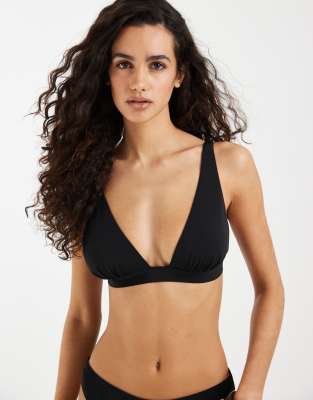 & Other Stories Plunge Neck Bikini Top In Black