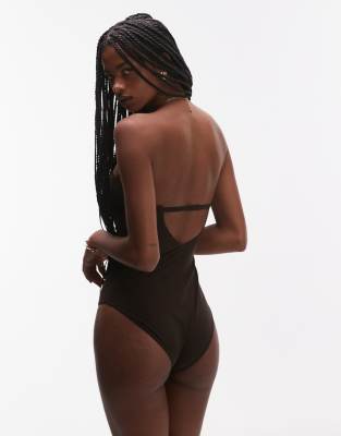 Shop & Other Stories Plunge Swimsuit With Detachable Straps In Brown