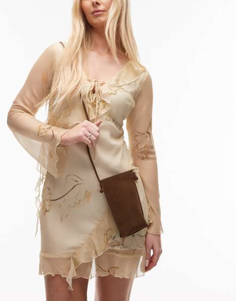 & Other Stories - Pochette per cellulare in pelle marrone a tracolla - view 1