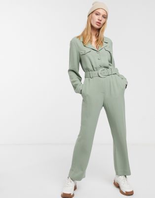 khaki long sleeve jumpsuit