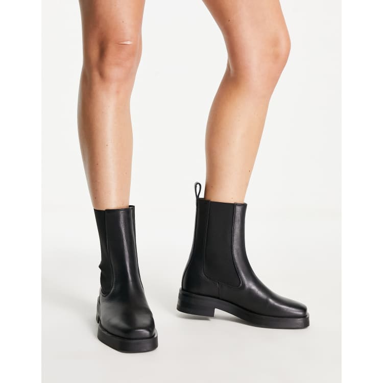 Square toe store black boots womens