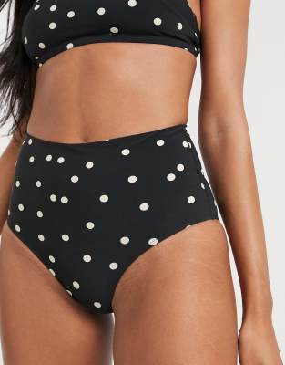 black polka dot high waisted bikini