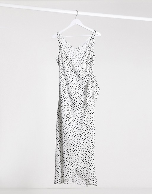& Other Stories polka dot knot detail midi dress in off-white