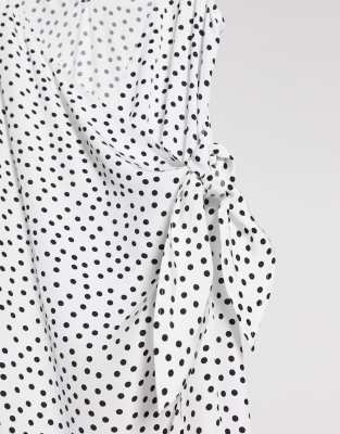 white dress with polka dots