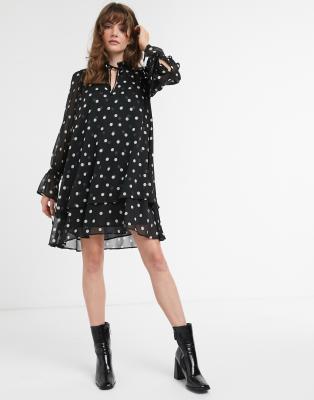 asos black polka dot dress