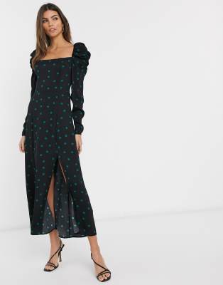 asos black polka dot dress