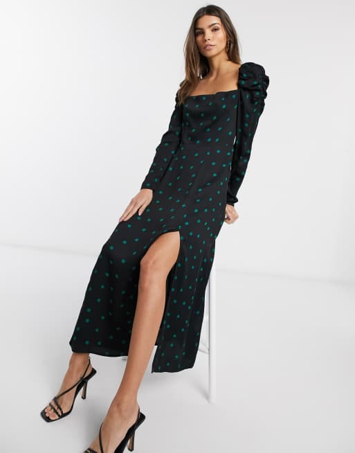 Black polka dot puff hotsell sleeve dress