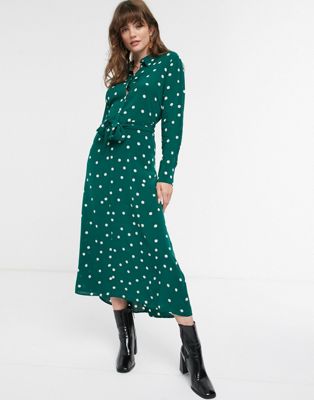 other stories green polka dot dress