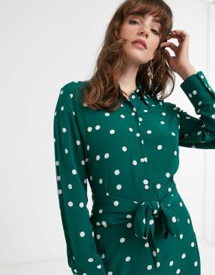 green polka dot shirt