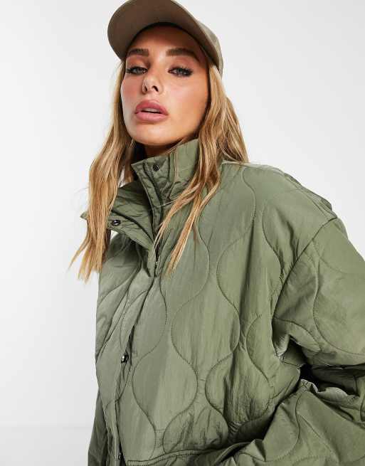  Other Stories Oversized Quilted Zip Jacket in Green