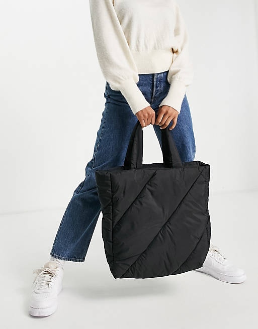 & Other Stories polyester padded tote bag in black - BLACK | ASOS