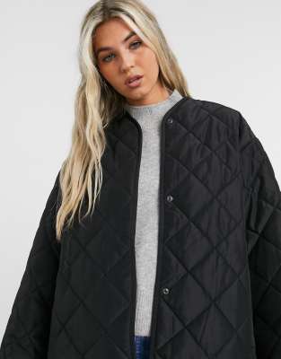 black quilted jacket with belt